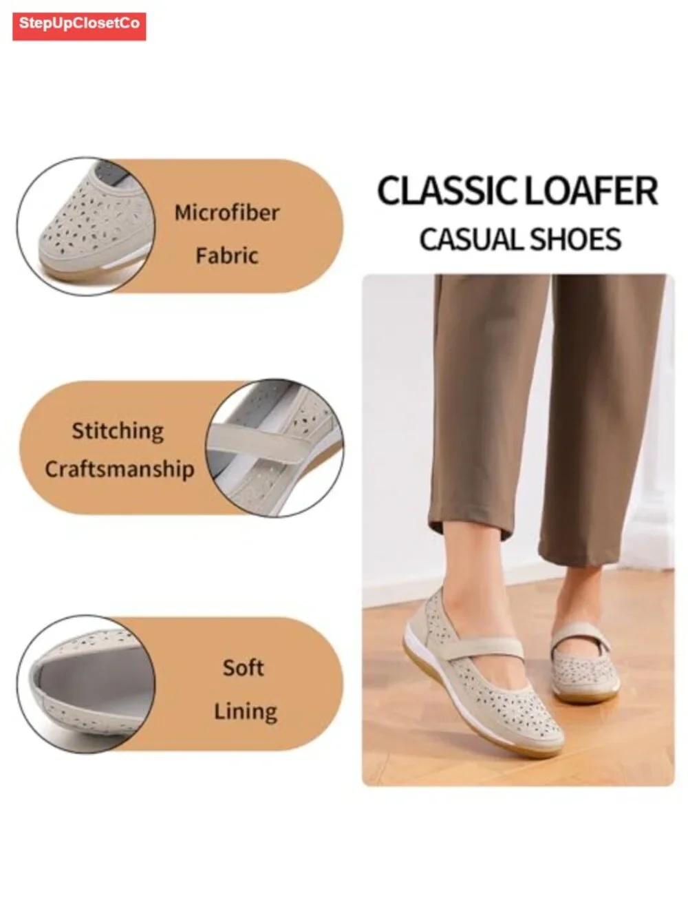 Breathable Mary Jane Flats for Women - Comfortable Floral Cutout Loafers